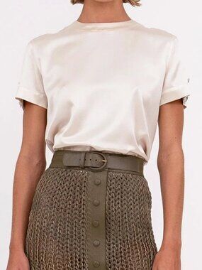 Nonchalant Label Nina Blouse Silky Button Detail Top Size Large NWT